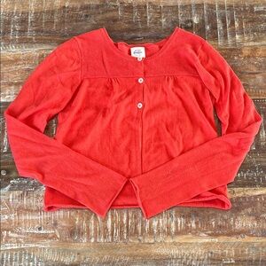 Mini Boden Pumpkin Orange Knit Cardigan with Button Front